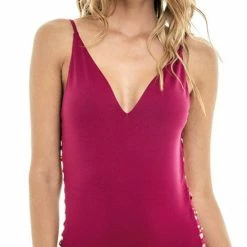 MIlonga Side Cut Out One Piece In Wine 068 One Piece Swimsuits