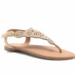Qupid Shoes Archer Cut Out Sandal In Nude ARCHER-207X NUDE