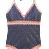 PilyQ Kids Sparkle Denim Embroidered One Piece Swimsuit