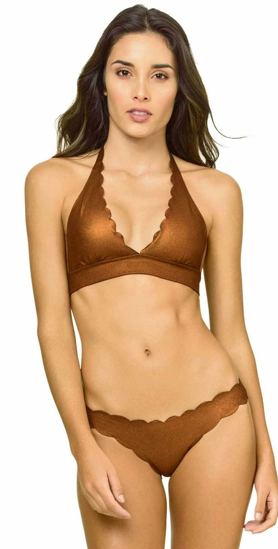 PilyQ Reversible Wave Full Cut Bikini Bottom In Copper 3 PilyQ Reversible Wave Full Cut Bikini Bottom In Copper