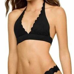 PilyQ Reversible Wave Halter Bikini Top In Copper