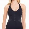 Profile By Gottex Monte Carlo Zip Up Tankini Top In Black E765-1B30-001