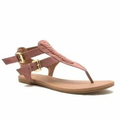Qupid Shoes Archer Gladiator Thong Sandal In Mauve ARCHER-245 MAUVE