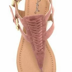 Qupid Shoes Archer Gladiator Thong Sandal In Mauve ARCHER-245 MAUVE