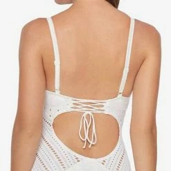 Robin Piccone Clarissa V Neck Crochet One Piece In White 180311-WHT
