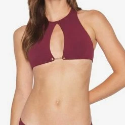 Robin Piccone Luca Cut Out Bikini Bottom In Rubine 181762-RBN Bikinis