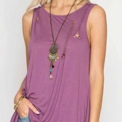 She + Sky Sleeveless Top With Braided Cutout Detail SL5262 Bikinis