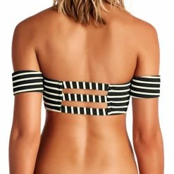 Vitamin A Havana Crop Top In Black Marin Stripe 85T MAR Swimsuits